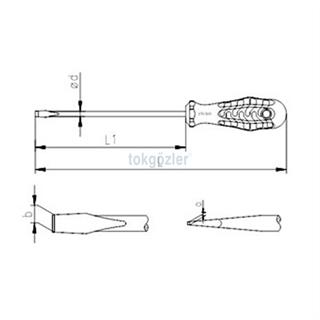 İzeltaş 4100 Kraft Serisi Süngüsü Uzun Düz Uçlu Tornavida 6x350 mm