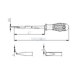 İzeltaş 4101 Süngüsü İzoleli Düz Uçlu Tornavida 6.5x150 mm