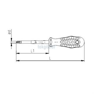 İzeltaş 4121 Süngüsü İzoleli Yıldız Uçlu Tornavida 3x60 mm