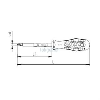 İzeltaş 4121 Süngüsü İzoleli Yıldız Uçlu Tornavida 4.5x80 mm