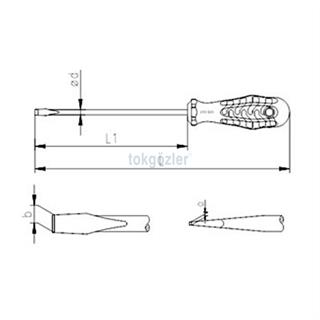 İzeltaş 4300 Rod Serisi Düz Uçlu Tornavida 6x150 mm