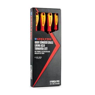 İzeltaş 4773 1000V Süngüsü İzoleli Lokma Uçlu Tornavida Seti - 8 Parça