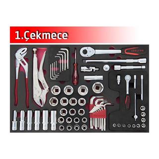 İzeltaş 5 Çekmeceli Partner Mobil Takım Dolabı 118 Parça (Dolu)