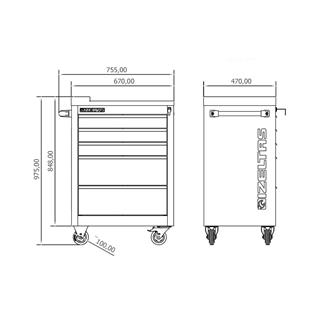 İzeltaş 5 Çekmeceli Partner Mobil Takım Dolabı Kırmızı (Boş)