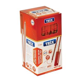 Trix T-333 Kırmızı Tükenmez Kalem 1.0 mm 50li Paket 