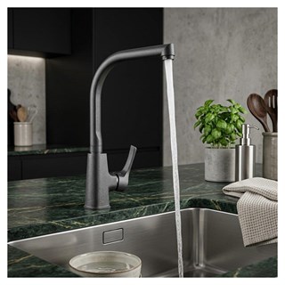 Kuzey Fittings KB 716 Hilal Serisi Mix Kuğu Evye Bataryası Siyah