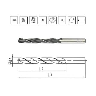 MTE Makina Takım 8 mm HSS DIN 338 Silindirik Saplı Matkap Ucu Haddeli - B00000000800