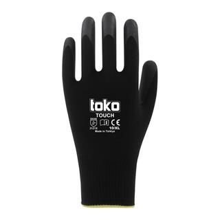 Toko TOUCH Siyah Poliüretan Kaplı Polyester Örme Eldiven No: 10/XL - 288li Paket