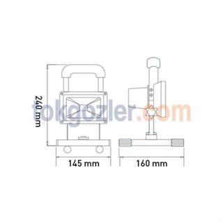 Pelsan Seyyar Şarjlı Projektör 10 Watt Ledli