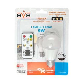 SVS 9W Uzaktan Kumandalı 3 Renk DDB Led Ampul 3000K 4000K 6500K