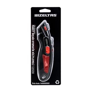 İzeltaş 14000005051 Pro Güvenlikli Otomatik Kilitlemeli Trapez Maket Bıçağı - 2 Yedek Bıçaklı