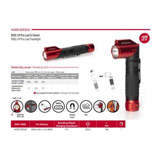İzeltaş 14000005345 1000 Lümen Pro Led El Feneri