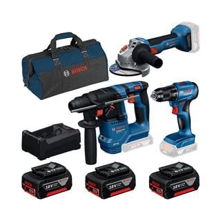 Bosch Professional GBH 18V-18 + GSR 185-LI + GWS 18V-8 + Kanvas Çanta + 3x18V 3.0Ah Akülü Set