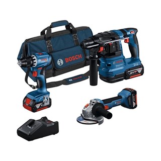 Bosch GSR 18V-45 + GWS 18V-8 + GBH 18V-22 3x18V 4.0Ah Akülü Kombo Kit + Bosch SDS-PLUS Uç ve Keski Seti 11 Parça - Çantalı