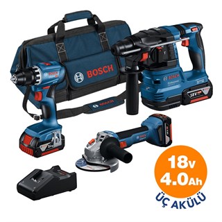 Bosch Professional GSR 18V-45 + GWS 18V-8 + GBH 18V-22 3x4.0Ah Akülü Kombo Kit + 64 Parça El Aleti Seti + Toko Hobi-2 502 Parça Çok Amaçlı Set