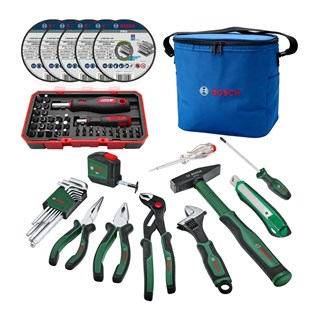 Bosch GSR 18V-45 + GWS 18V-8 + GBH 18V-22 3x18V 4.0Ah Akülü Kombo Kit + 66 Parça El Aleti Seti + Termos Çantalı