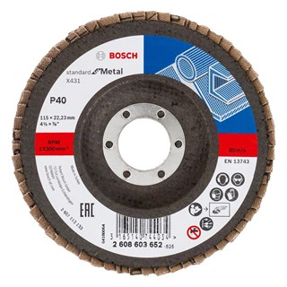 Bosch Standart For Metal X431 ALOX Flap Zımpara Diski 115 mm 40 Kum - 2608603652