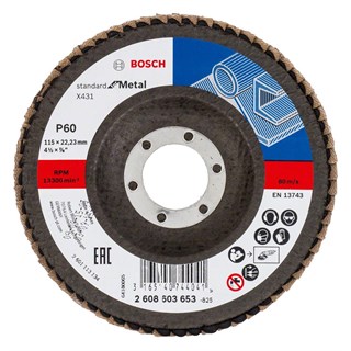 Bosch Standart For Metal X431 ALOX Flap Zımpara Diski 115 mm 60 Kum - 2608603653