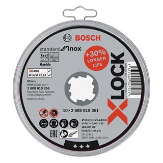 Bosch X-LOCK 115x1.0mm Standard Seri Düz Inox (Paslanmaz Çelik) Kesme Diski (Taş) - Rapido 10lu - 2608619266
