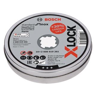 Bosch X-LOCK 115x1.0mm Standard Seri Düz Inox (Paslanmaz Çelik) Kesme Diski (Taş) - Rapido 10lu - 2608619266