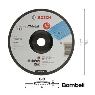 Bosch 180x8.0x22.23 mm Standart For Metal Bombeli Taşlama Diski 2608619778