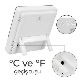 HTC-1 Masaüstü Dijital Termometre Sıcaklık ve Nem Ölçer - Masa Saati Alarm