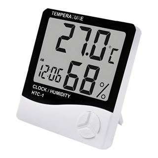 HTC-1 Masaüstü Dijital Termometre Sıcaklık ve Nem Ölçer - Masa Saati Alarm