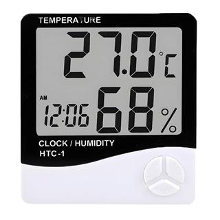 HTC-1 Masaüstü Dijital Termometre Sıcaklık ve Nem Ölçer - Masa Saati Alarm