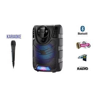 Greatnice GTS-1957 Taşınabilir RGB Ledli ve Karaoke Kablolu Mikrofonlu Bluetooth Hoparlör FM/SD/BT/USB/TF