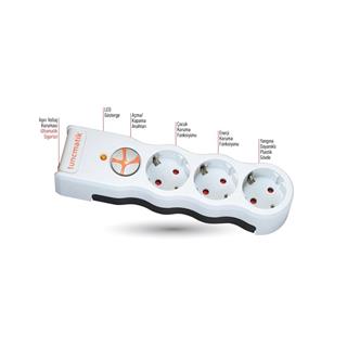 Tunçmatik TSK5083 Powersurge 3lü 525 Joule Enerji Koruma Prizi Beyaz