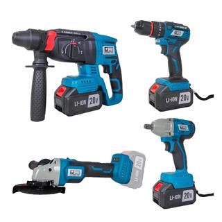 Catpower 1380 Kömürsüz 20V 4.0Ah 3 Akülü 4’lü Set - Kırıcı Delici - Avuç Taşlama - Vidalama - Somun Sıkma