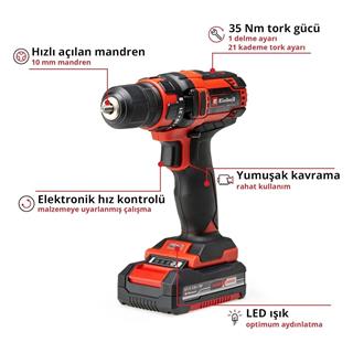 Einhell TC-CD 18/35 Li 18V 1.5Ah Li-ion Tek Akülü Vidalama Makinesi