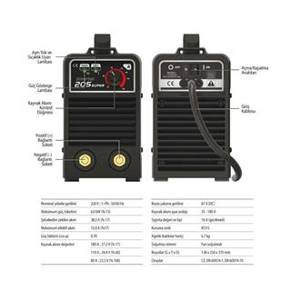 Askaynak İnverter 205 Süper Örtülü Elektrod Kaynak Makinesi 180 Amper - 701AS205S