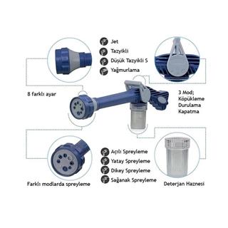 Bay-Tec MK1489 8 Fonksiyonlu Deterjan Hazneli Sulama ve Yıkama Tabancası