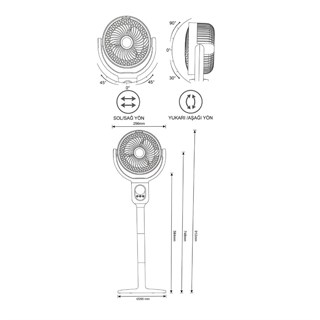 Gold Silver GS-289 Şarj Edilebilir Ayaklı Led Işıklı Fan Vantilatör