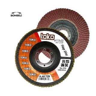 Toko 115x22 AO Flap Disk Zımpara 40 Kum