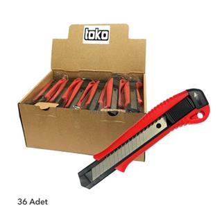 Toko 875106 Plastik Gövdeli Geniş Maket Bıçağı 18 mm - 36lı Paket