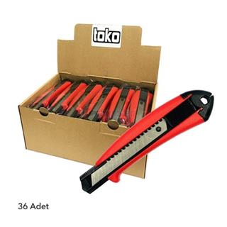Toko 875115 Plastik Gövdeli Geniş Maket Bıçağı 18 mm - 36lı Paket