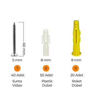 Toko Hobi-1 891 Parça 12 Çeşit, Pul, Vida ve Dübel Seti, Organizer Takım Çantalı