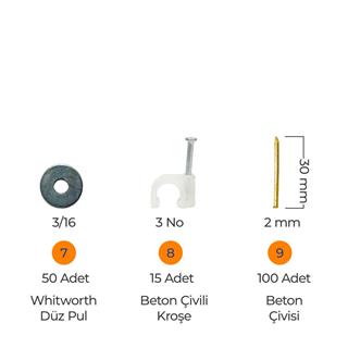 Toko Hobi-2 502 Parça 14 Çeşit, Pul, Çivi, Piton, Kroşe, Vida ve Dübel Seti, Takım Çantalı