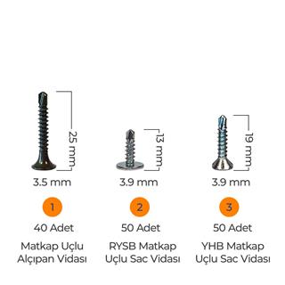 Toko Hobi-2 502 Parça 14 Çeşit, Pul, Çivi, Piton, Kroşe, Vida ve Dübel Seti, Takım Çantalı
