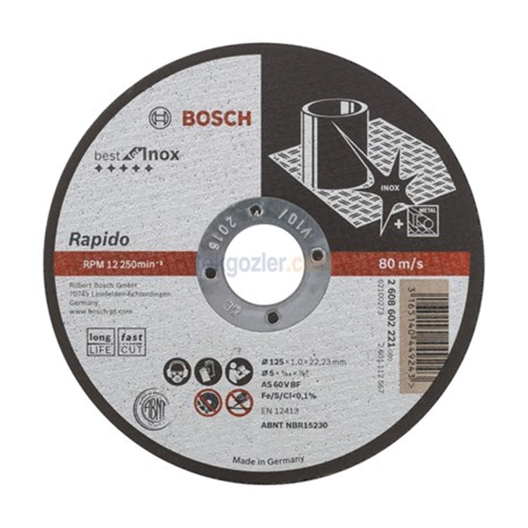 Bosch 125x1.0 mm Inox Rapido Turbo Seri Düz Kesme Diski