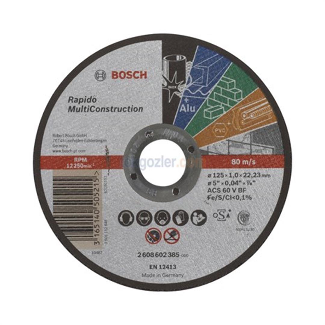 Bosch 125x1.0 mm Rapido MultiConstruction Düz Kesme Diski