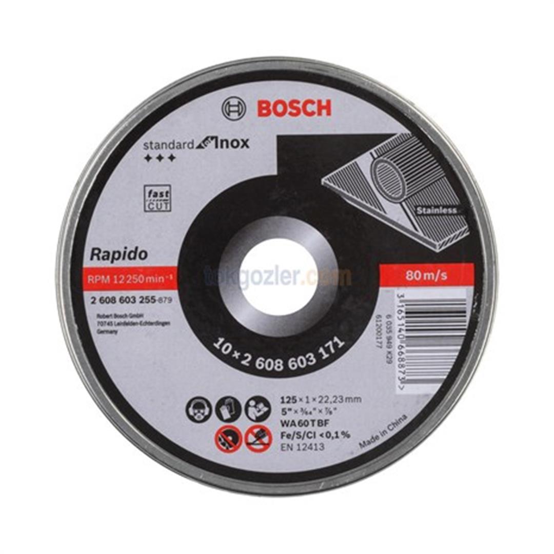 Bosch 125x1.0mm Standard for Inox Rapido 10'lu Düz Kesme Diski