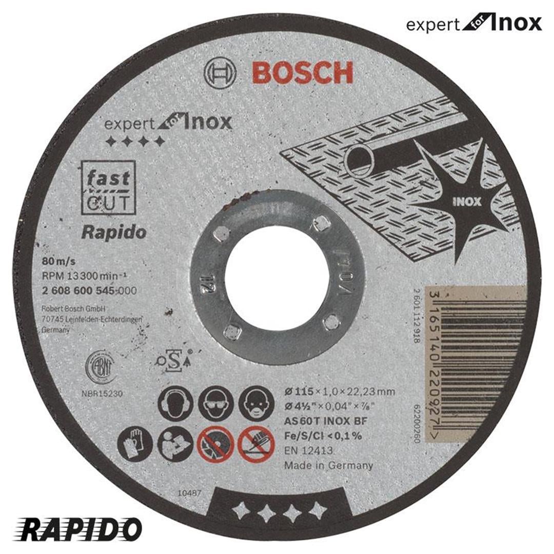 Bosch Expert Serisi Inox (Paslanmaz Çelik) İçin Düz Kesme Diski - AS 60 T Inox Bf, 115 x 1,0 x 22,23 mm