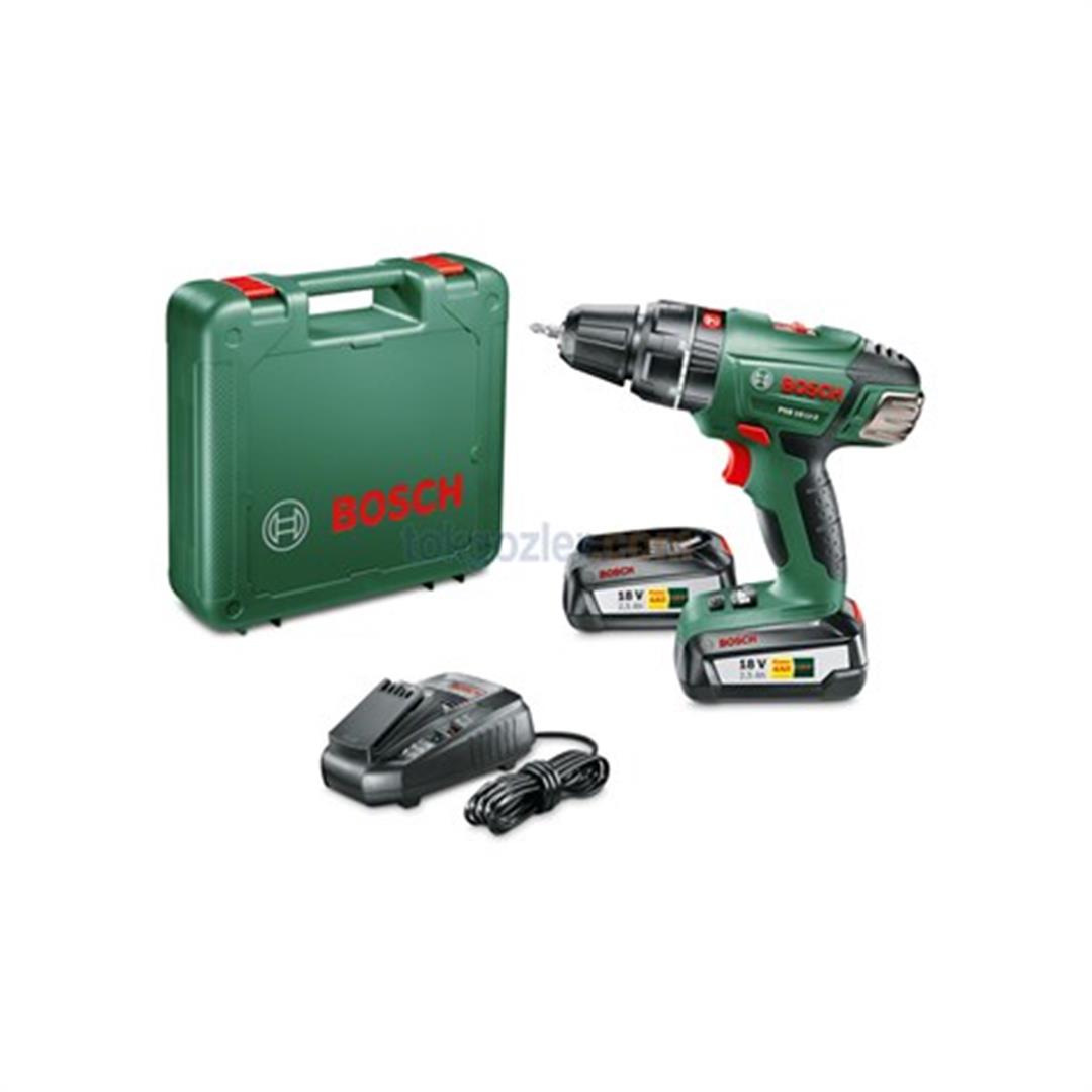 Bosch PSB 18 LI-2 Çift Akü 2,5 Ah Akülü Darbeli Delme/Vidalama Makinesi