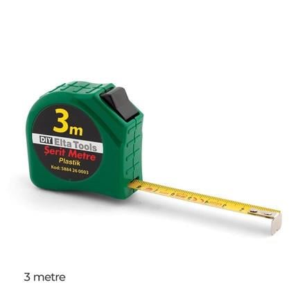 Elta 5884 Plastik Stoplu Şerit Metre 3 Metre (3 m x 19 mm)