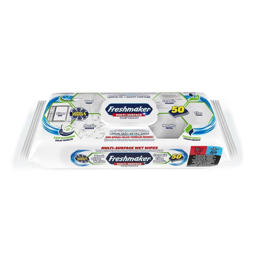 Freshmaker Çok Amaçlı Islak Yüzey Temizlik Mendili 50 Adetli Fiyatı