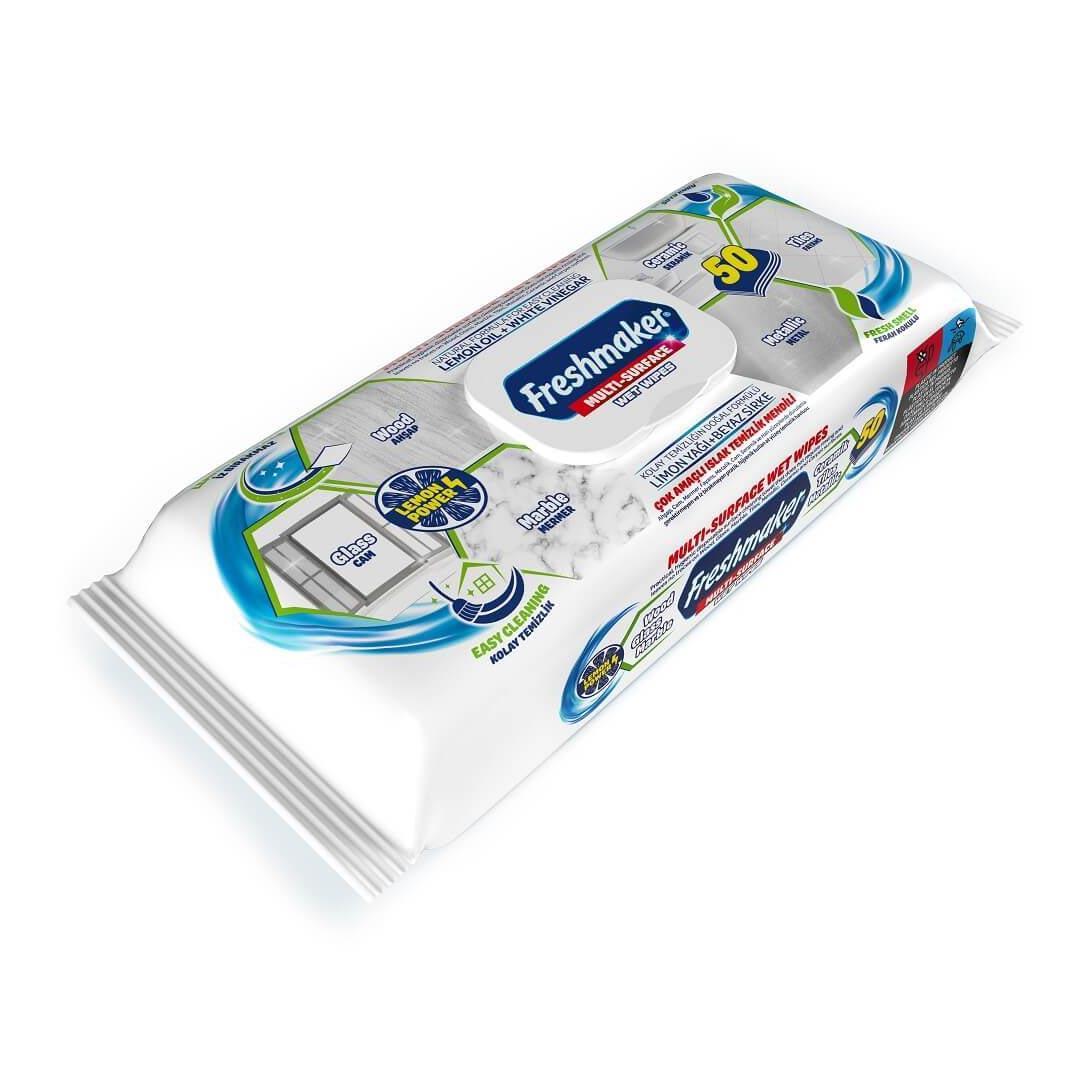 Freshmaker Çok Amaçlı Islak Yüzey Temizlik Mendili 50 Adetli Fiyatı