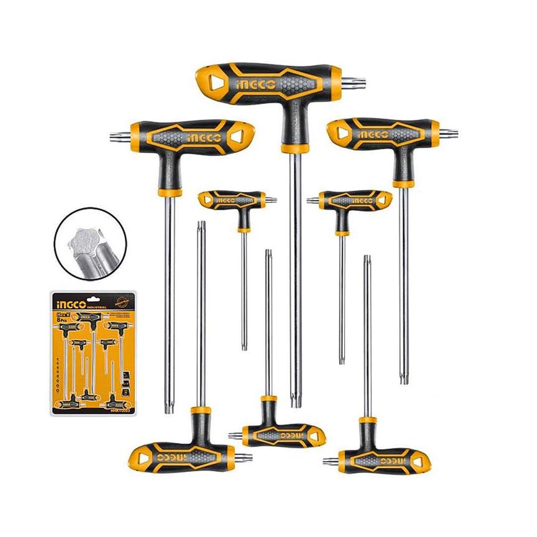 İngco HHKT8083 Endüstriyel 8'li T Kollu Torx Anahtar Seti